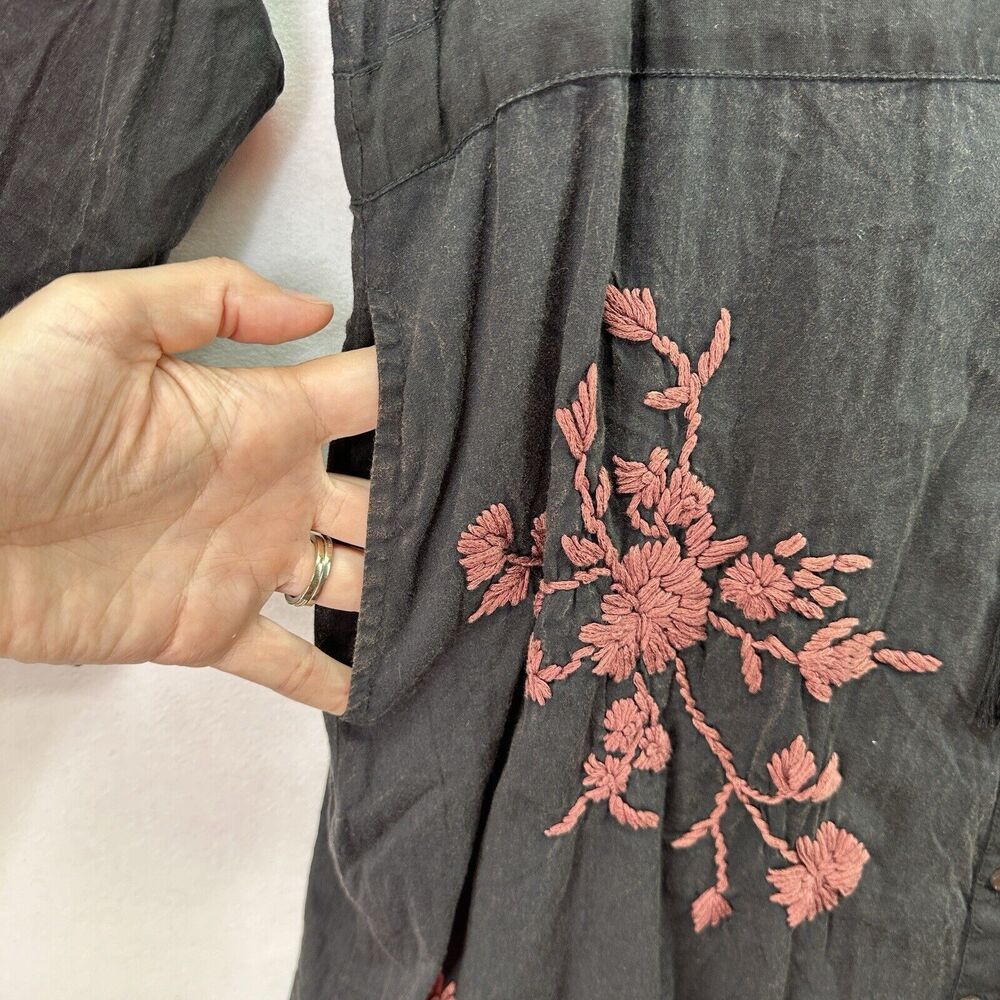 Kyla Seo Willow Maxi Dress Caite Embroidered Long Pockets Small Slip Black NWOT - Picture 8 of 16